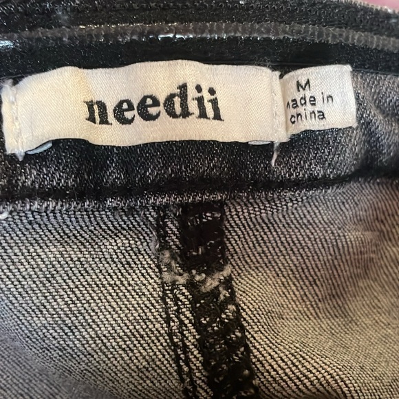 NEEDII WIDE LEG DENIM TUBE JUMPSUIT NWOT - Picture 6 of 7